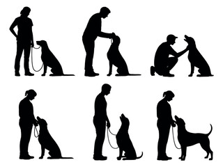 Dog Training Silhouette Vector Graphics