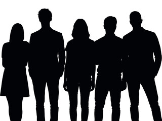 Silhouettes of Five People Standing