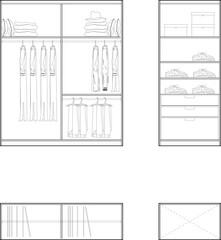 Modern Wardrobe Interior Design Technical CAD Drawing Elevations and Plans. 2