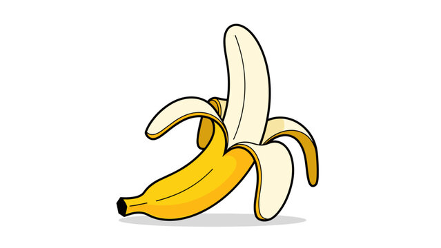 Partially Peeled Yellow Banana Fruit.