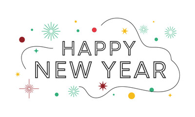Happy new year festive greeting card with abstract celebration elements