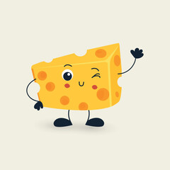 Cheese character design. perfect for children s projects, food branding, packaging, posters, mobile apps, and educational materials.