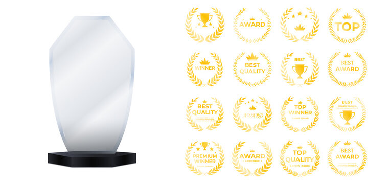 Premium arrow-shape acrylic award mockup with transparent crystal clarity, smooth beveled edges, and empty customizable plaque surface suitable for corporate recognition, grand prix prizes, and elegan