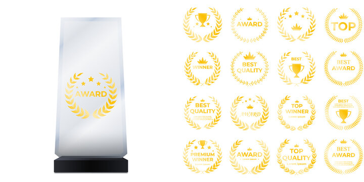 Blank arrow-shaped glass trophy mockup with transparent acrylic body, polished edges, and elegant award template design perfect for presentation graphics, premium plaque concepts, and customizable rec