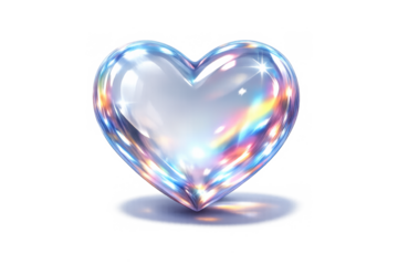 Colorful rainbow crystal heart on grey background for elegant design and decor