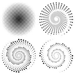abstract halftone dots halftone spiral background retro black template vector
