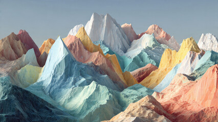 Abstract Multicolored Mountain Landscape