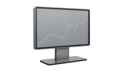 Computer monitor displaying stock market graph