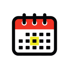 Colorful Calendar Icon with Event Highlight on White Background