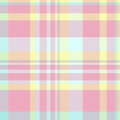 Girl vector seamless fabric, garment plaid texture tartan. Custom check textile background pattern in light and red colors.