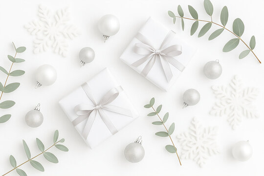 Bright aesthetic Christmas flat-lay