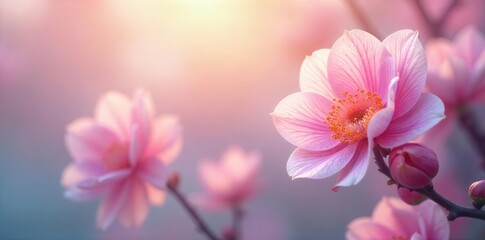 Soft pastel blooms, blurred edges, ethereal light, magical, element