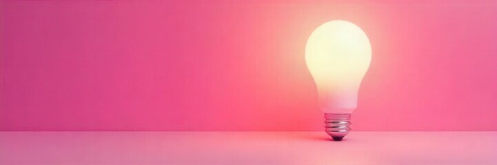 Sleek, geometric lightbulb; soft pink backdrop, electricity, energy