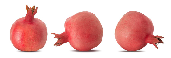 Fresh pomegranate fruit isolated on white background showcasing its vibrant red color and unique...