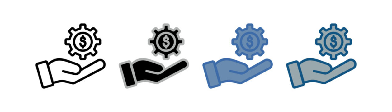 
Sales enablement icon set multiple style collection with hand, gear and money design