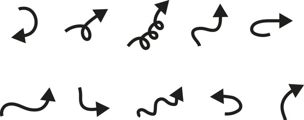 Obraz premium Collection of hand drawn sketchy arrows in various directions