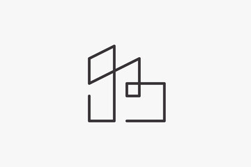 minimalist line art house interior logo