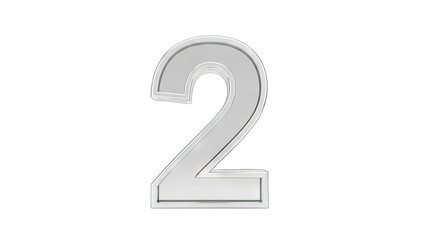 Silver Number Two Isolated on White Background