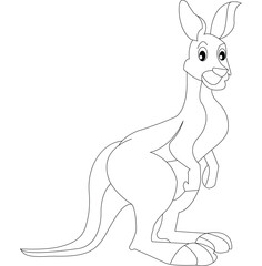 Elegant line art drawing of a kangaroo silhouette on a stark white background
