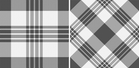 Background check textile of fabric seamless pattern with a tartan texture vector plaid. Set in monochrome colors for seasonal holiday decorations.