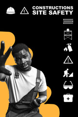 Worker emphasizes construction site safety while posing for awareness initiative