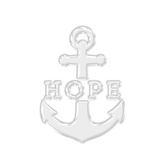 Obraz premium Glossy 3D transparent anchor icon with Hope text for nautical themes and marine symbolic designs