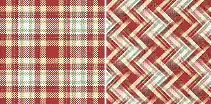 Fabric pattern texture of textile tartan background with a plaid check seamless vector. Set in christmas colors. Stylish picture ideas for fashion inspiration.