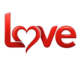 Red Love Typography With Heart Shape &mdash; Romantic Valentine Design