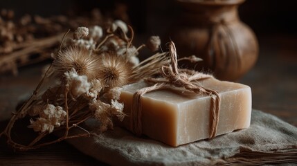 Beige soap dried flowers