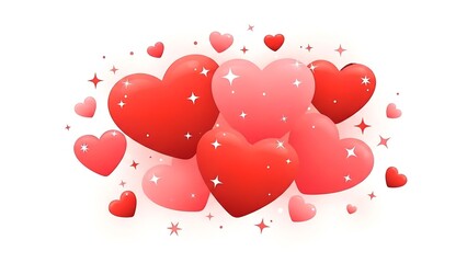 Romantic Hearts Cluster with Sparkles &mdash; Colorful Love Symbols for Celebration and Affection