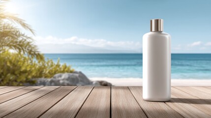 White bottle beach scene