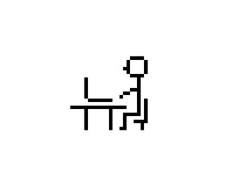 Simple Line Icon of Person Working on Laptop