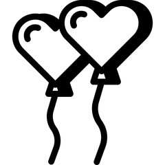 Ballons with heart, love day, wedding day, valentines day vector icon