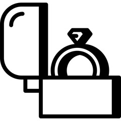 open ring box with ring, proposal of marry illustration icon