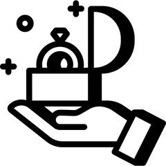 open ring box with ring, proposal of marry illustration icon