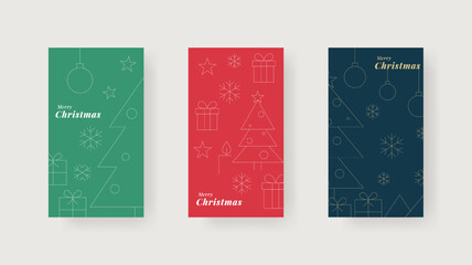 Minimal christmas poster set with line art holiday decorations. Minimal Christmas poster set featuring line art holiday decorations suitable for seasonal promotion, branding, banner, print, 