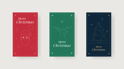 Minimal Christmas poster set with line art holiday symbols. Minimal Christmas poster set featuring line art holiday symbols. suitable for seasonal greeting, branding, poster, banner, print, 