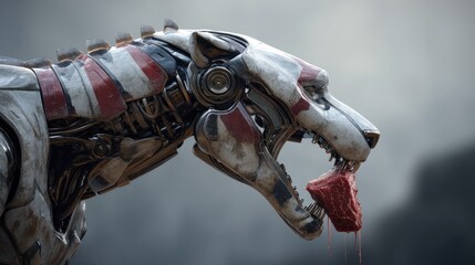 Mechanical dog eating meat