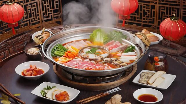 Chinese hot pot on Chinese New Year.