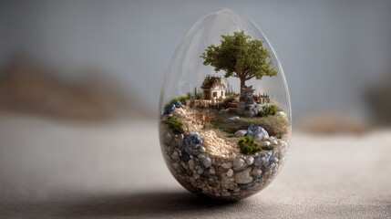 Miniature village terrarium