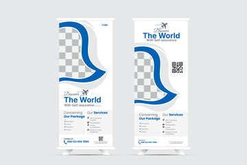 Travel Agency Roll Up Banner Template Design, Corporate Travel Agency Advertising Roll Up Banner
