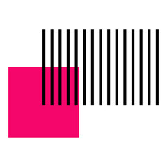 Pink Square and Vertical Lines