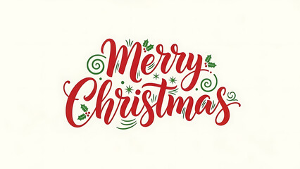 Beautiful hand-drawn Merry Christmas lettering design, featuring festive script typography with holly and berry decorations for holiday cards and banners