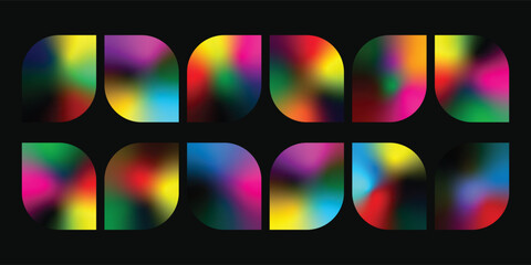 Colorful abstract vector background with glossy square web buttons and icons