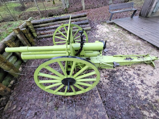 Cannon gun vintage weapon war world one two shoot green artillery warfare majority