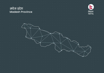 Madhesh Province Nepal Irregular Dotted Network Map Vector | Abstract Digital Connectivity Design