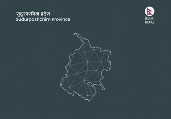 Sudurpashchim Province Nepal Irregular Dotted Network Map Vector | Abstract Digital Connectivity Design