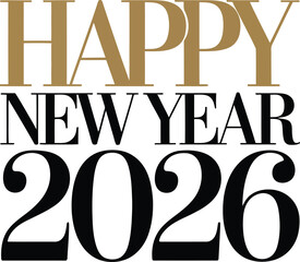 Happy new year 2026 elegant typography greeting card, banner, poster, calendar cover vector illustration