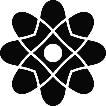 Seamless geometric pattern featuring an abstract black and white flower illustration with square and circle elements for a modern wallpaper design texture