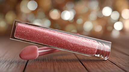 Pink glittery lip gloss